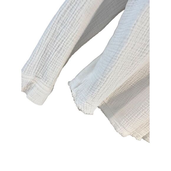 Marled white long sleeve quilted cotton top - M - Picture 7 of 7